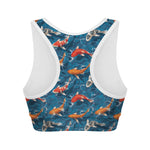 Koi Fish Pattern Print Women's Sports Bra