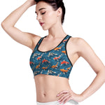 Koi Fish Pattern Print Women's Sports Bra