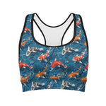 Koi Fish Pattern Print Women's Sports Bra