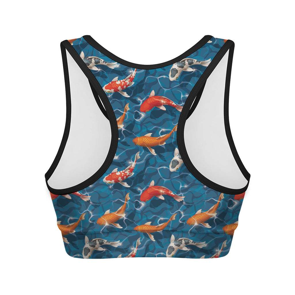 Koi Fish Pattern Print Women's Sports Bra