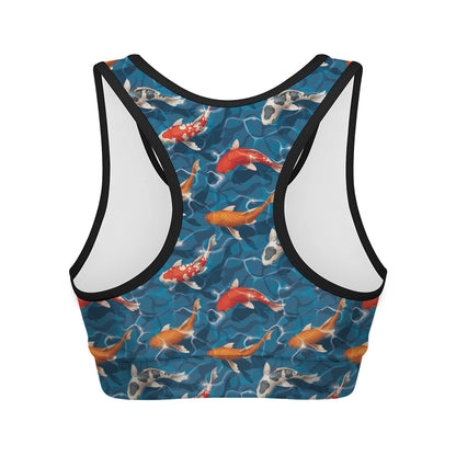 Koi Fish Pattern Print Women's Sports Bra