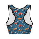 Koi Fish Pattern Print Women's Sports Bra