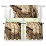 Labrador Retriever And Puppy Print 3 Piece Kitchen Curtains