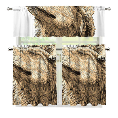 Labrador Retriever And Puppy Print 3 Piece Kitchen Curtains