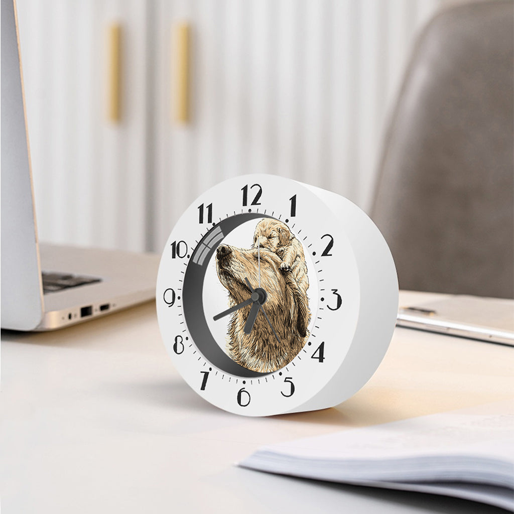 Labrador Retriever And Puppy Print Alarm Clock