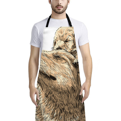Labrador Retriever And Puppy Print Bib Apron With Pocket