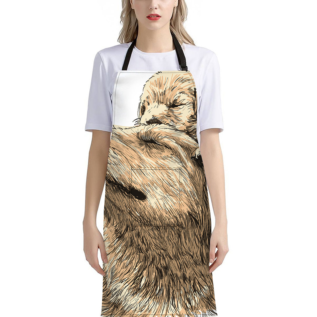 Labrador Retriever And Puppy Print Bib Apron With Pocket