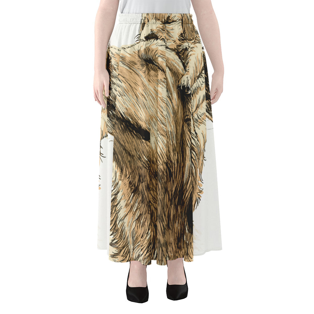 Labrador Retriever And Puppy Print Chiffon Maxi Skirt