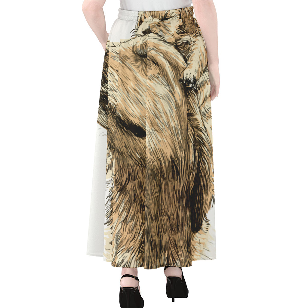 Labrador Retriever And Puppy Print Chiffon Maxi Skirt