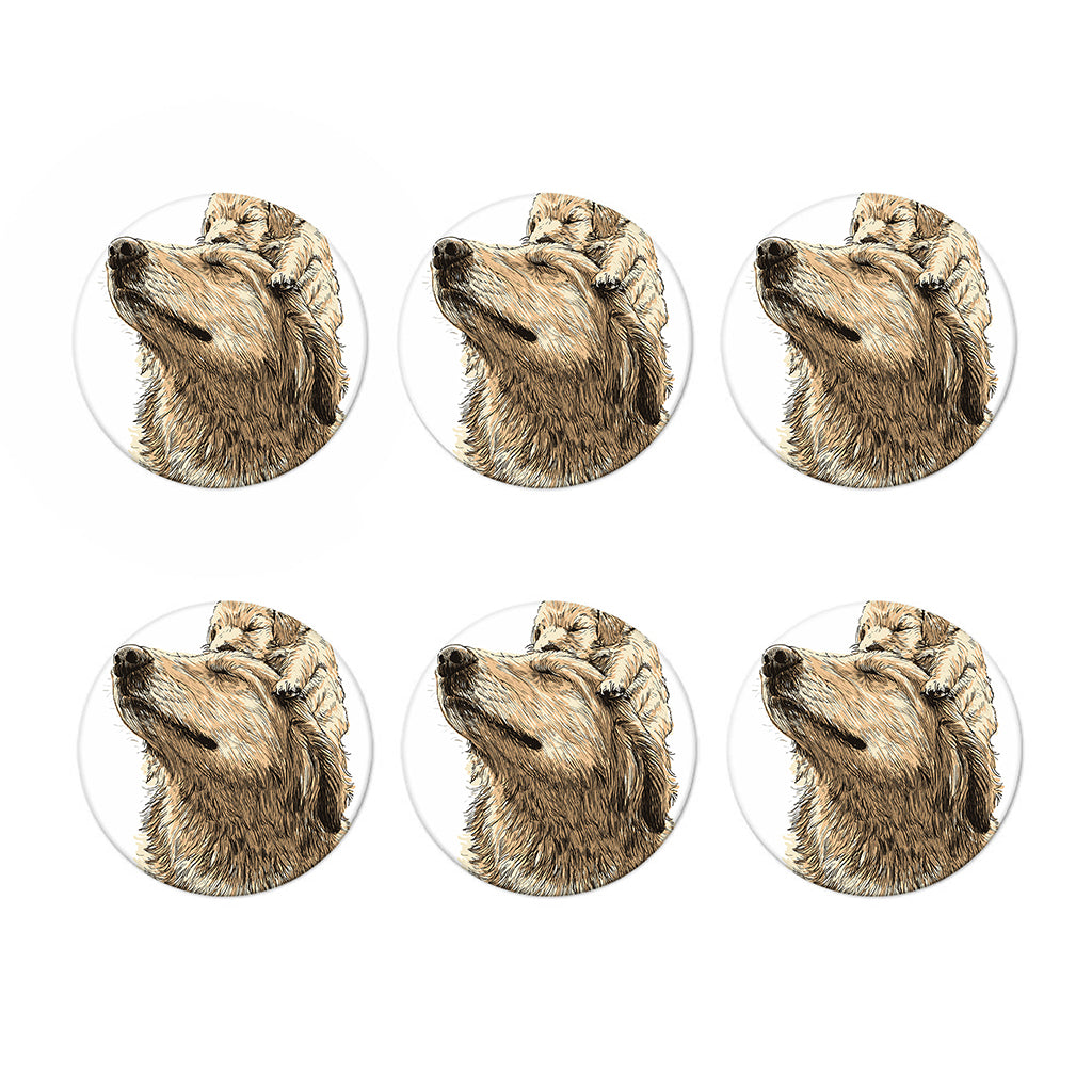 Labrador Retriever And Puppy Print Coaster Set