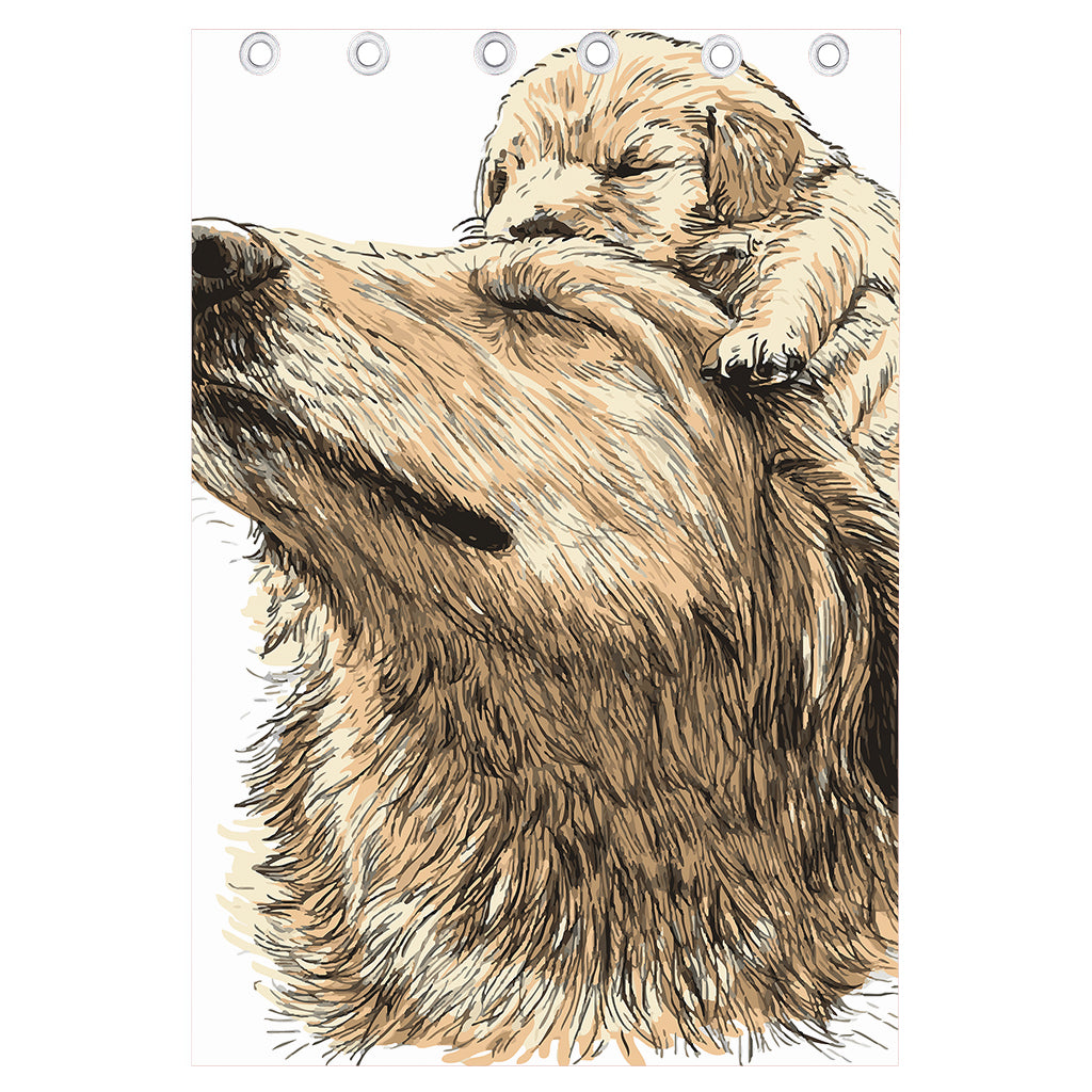 Labrador Retriever And Puppy Print Curtain