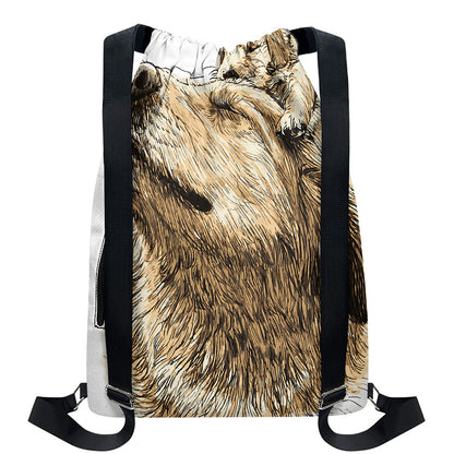 Labrador Retriever And Puppy Print Drawstring Backpack