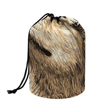 Labrador Retriever And Puppy Print Drawstring Makeup Bag