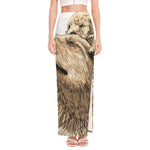 Labrador Retriever And Puppy Print High Slit Maxi Skirt