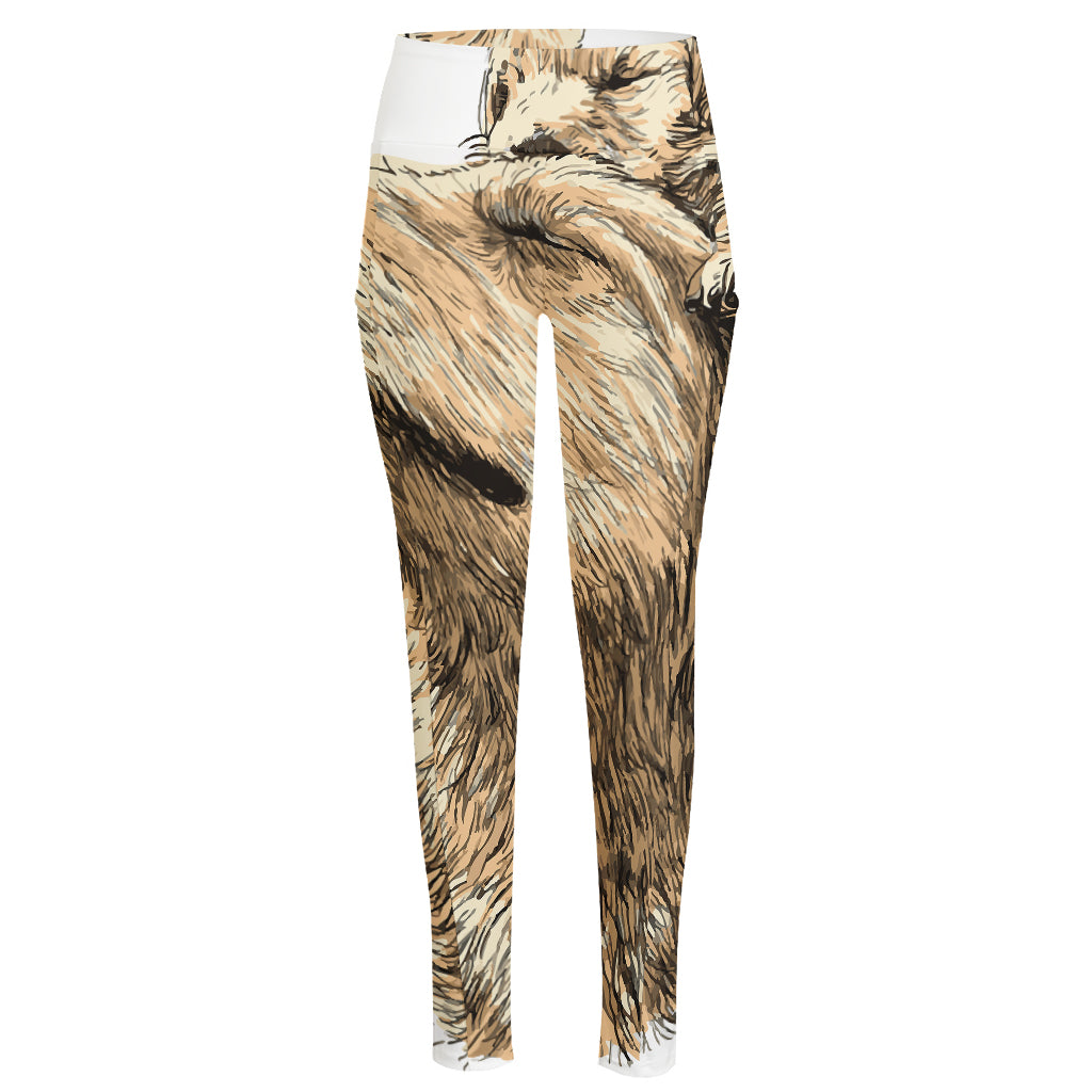 Labrador Retriever And Puppy Print High-Waisted Pocket Leggings