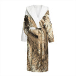 Labrador Retriever And Puppy Print Hooded Bathrobe