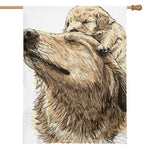 Labrador Retriever And Puppy Print House Flag