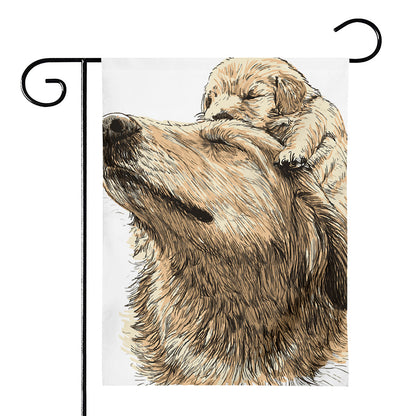 Labrador Retriever And Puppy Print House Flag
