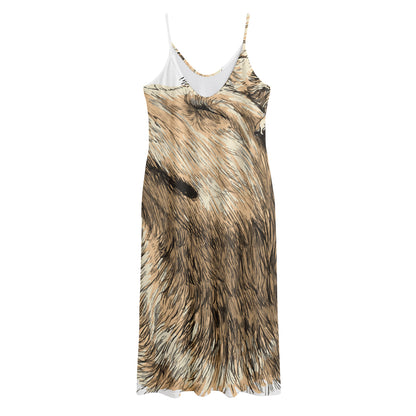 Labrador Retriever And Puppy Print Jersey Midi Cami Dress