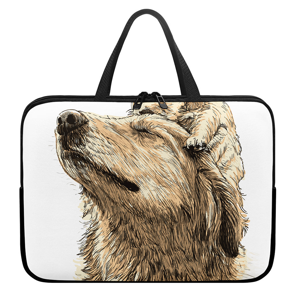Labrador Retriever And Puppy Print Laptop Sleeve With Handle