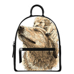 Labrador Retriever And Puppy Print Leather Backpack
