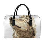 Labrador Retriever And Puppy Print Leather Duffle Bag