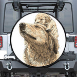 Labrador Retriever And Puppy Print Leather Spare Tire Cover