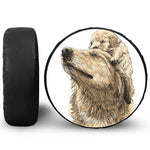 Labrador Retriever And Puppy Print Leather Spare Tire Cover
