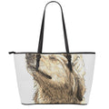 Labrador Retriever And Puppy Print Leather Tote Bag With Zipper