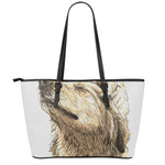 Labrador Retriever And Puppy Print Leather Tote Bag