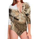 Labrador Retriever And Puppy Print Long Sleeve Swimsuit