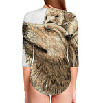 Labrador Retriever And Puppy Print Long Sleeve Swimsuit