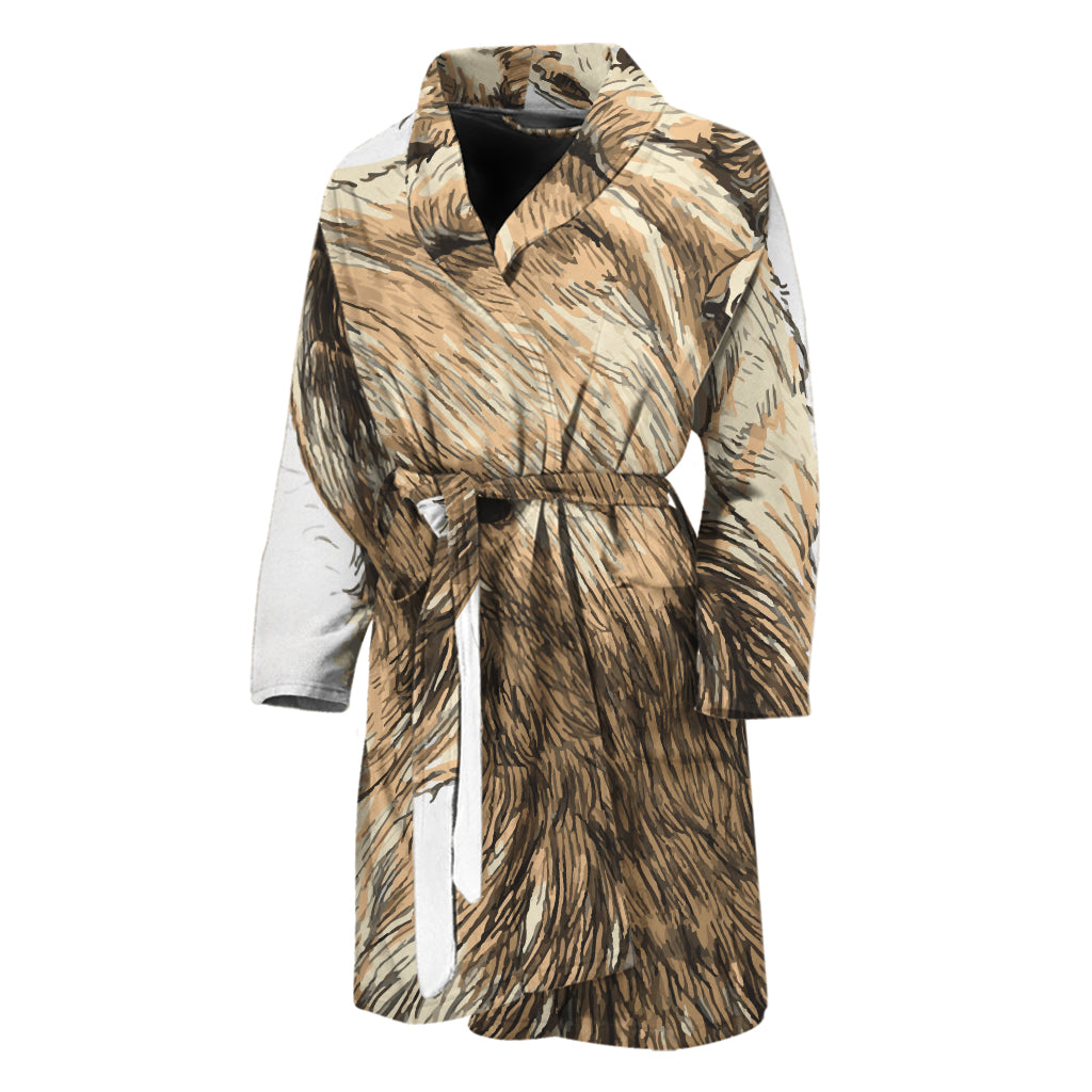 Labrador Retriever And Puppy Print Men's Bathrobe
