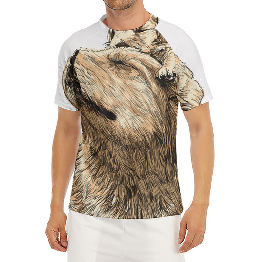 Labrador Retriever And Puppy Print Men's Short Sleeve Rash Guard