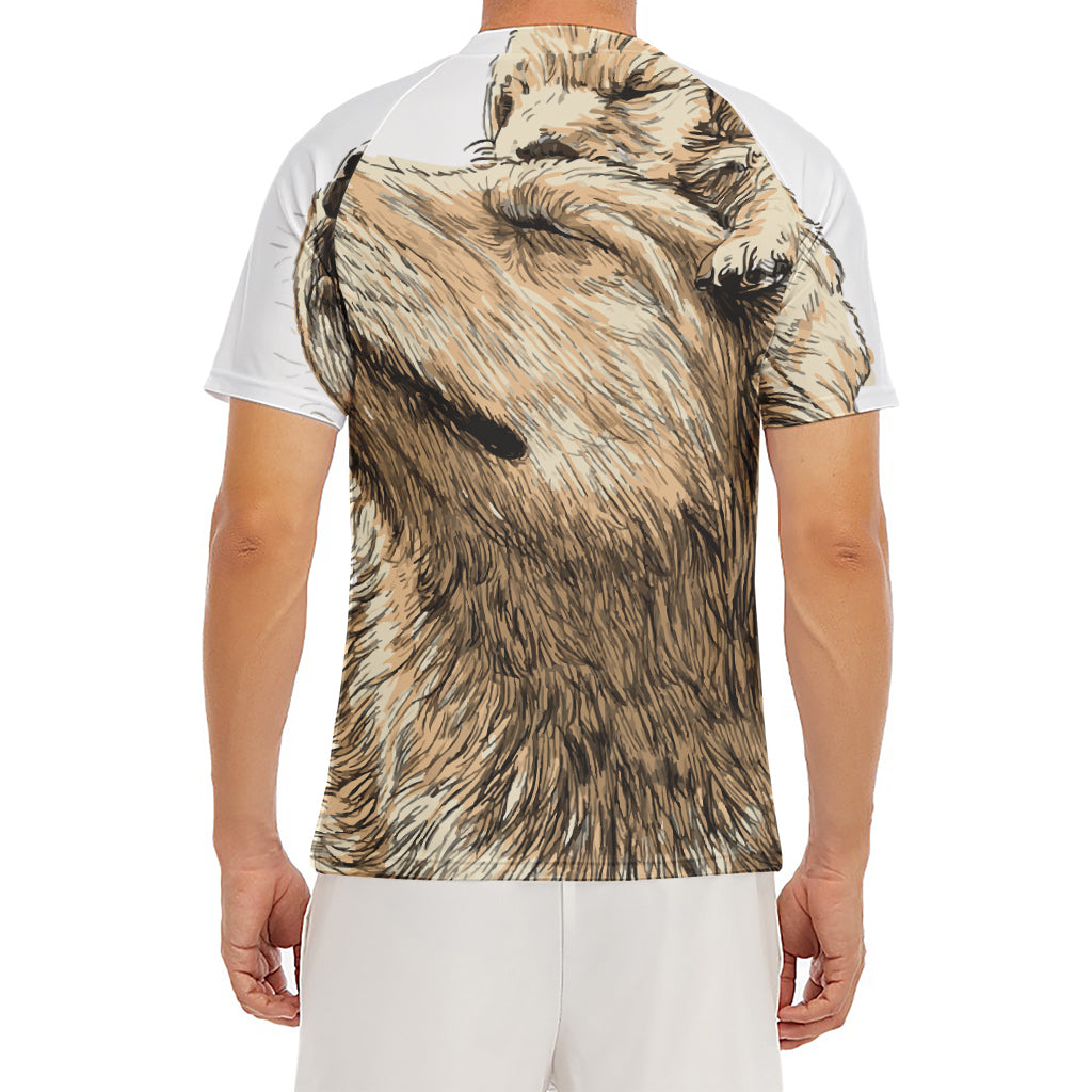 Labrador Retriever And Puppy Print Men's Short Sleeve Rash Guard