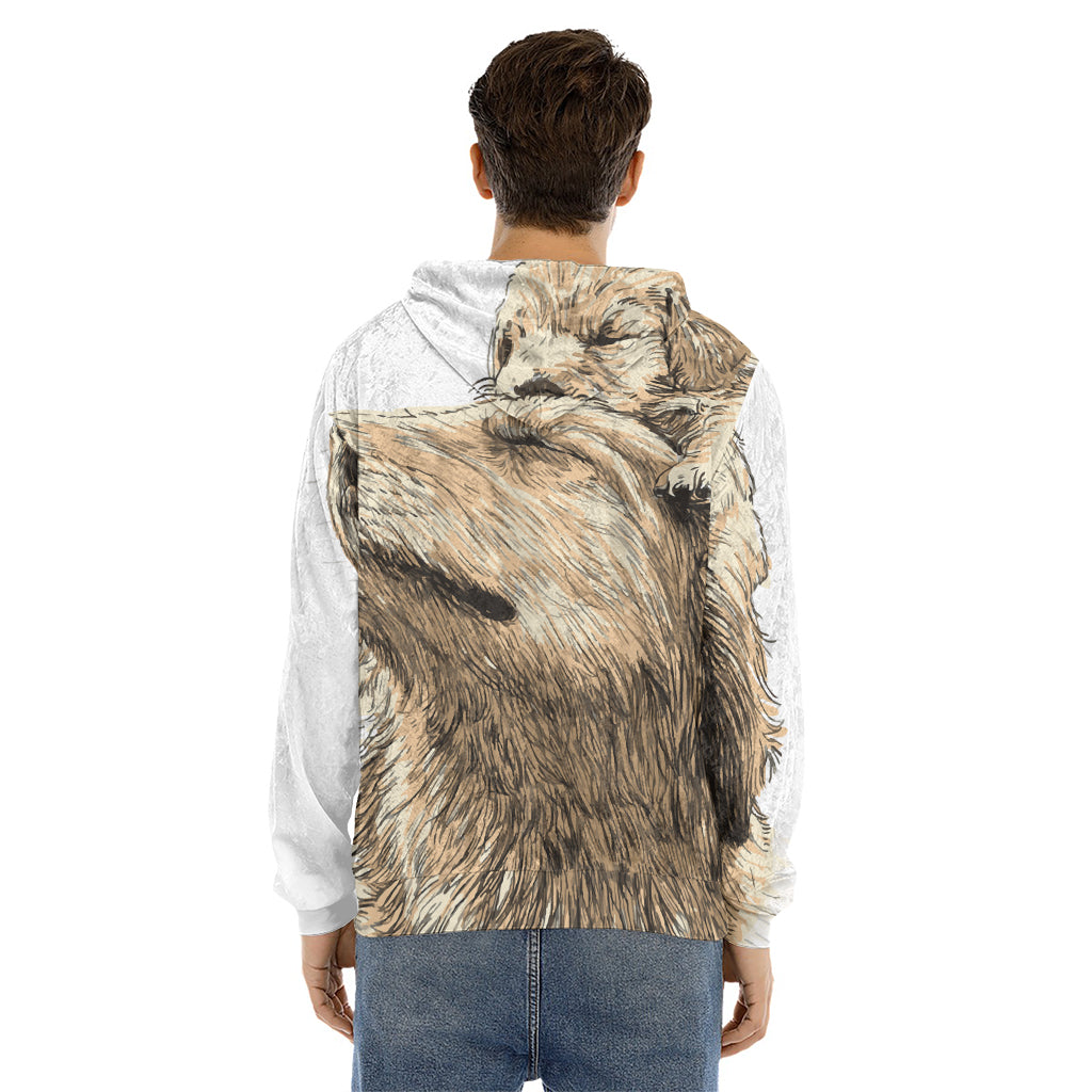 Labrador Retriever And Puppy Print Men's Velvet Pullover Hoodie