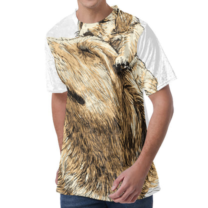 Labrador Retriever And Puppy Print Men's Velvet T-Shirt