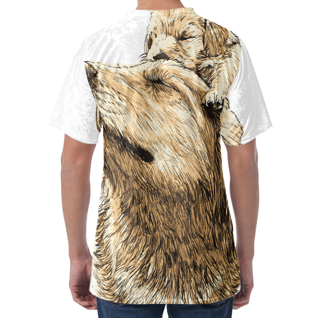 Labrador Retriever And Puppy Print Men's Velvet T-Shirt
