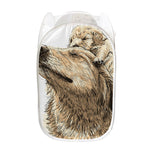 Labrador Retriever And Puppy Print Mesh Laundry Hamper