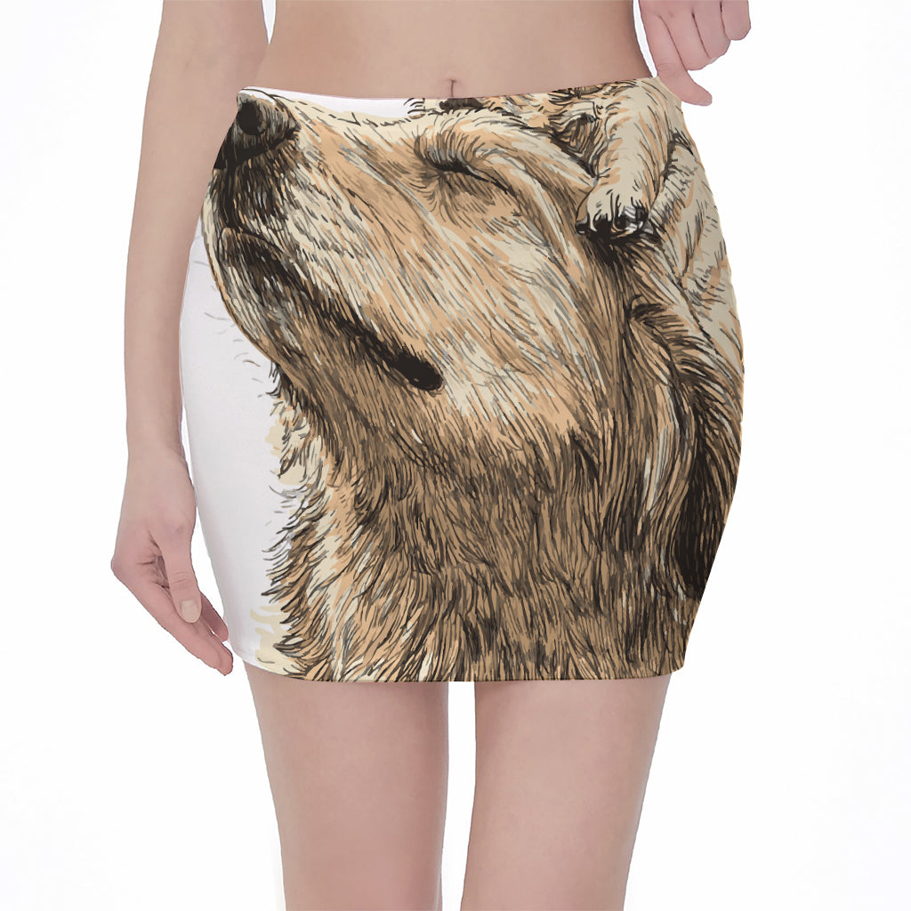Labrador Retriever And Puppy Print Pencil Mini Skirt