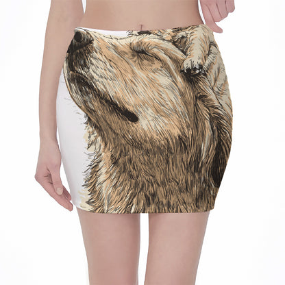 Labrador Retriever And Puppy Print Pencil Mini Skirt