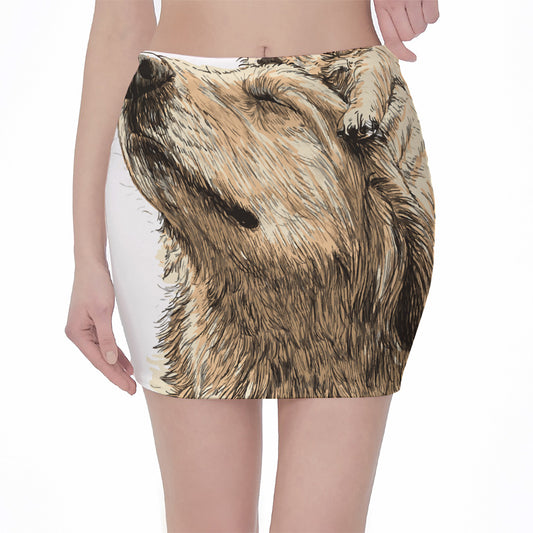 Labrador Retriever And Puppy Print Pencil Mini Skirt
