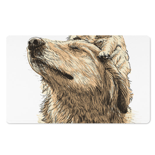 Labrador Retriever And Puppy Print Polyester Doormat