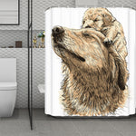 Labrador Retriever And Puppy Print Polyester Shower Curtain
