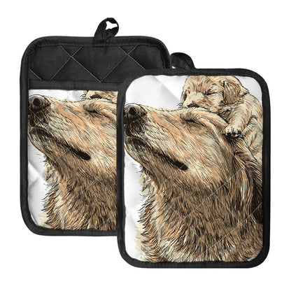 Labrador Retriever And Puppy Print Pot Holders With Pocket