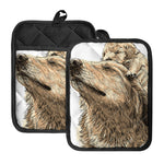 Labrador Retriever And Puppy Print Pot Holders With Pocket