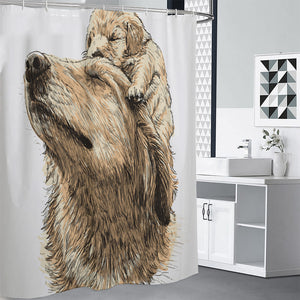 Labrador Retriever And Puppy Print Premium Shower Curtain