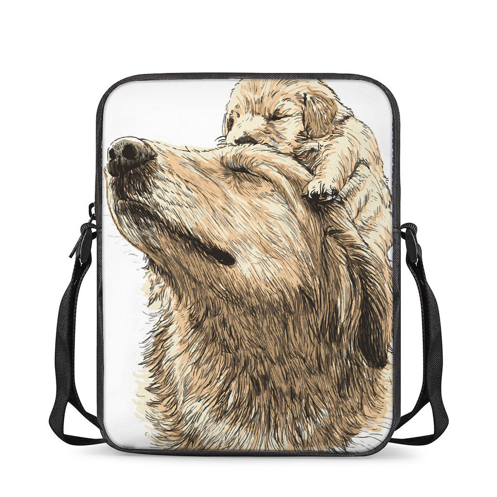 Labrador Retriever And Puppy Print Rectangular Crossbody Bag