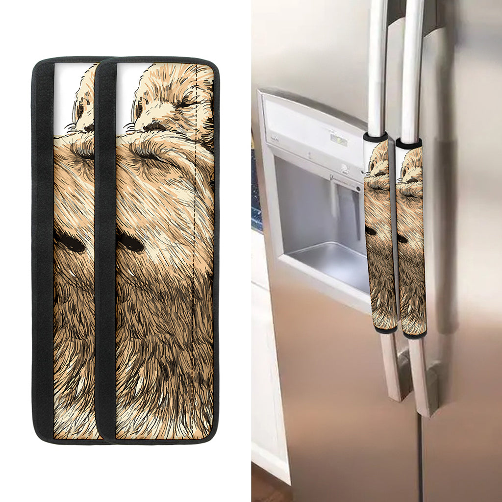 Labrador Retriever And Puppy Print Refrigerator Handle Covers