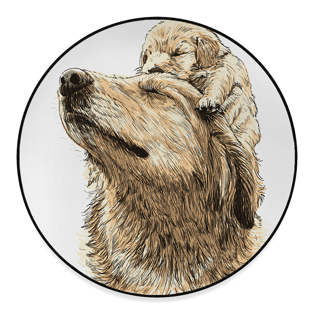 Labrador Retriever And Puppy Print Round Floor Mat